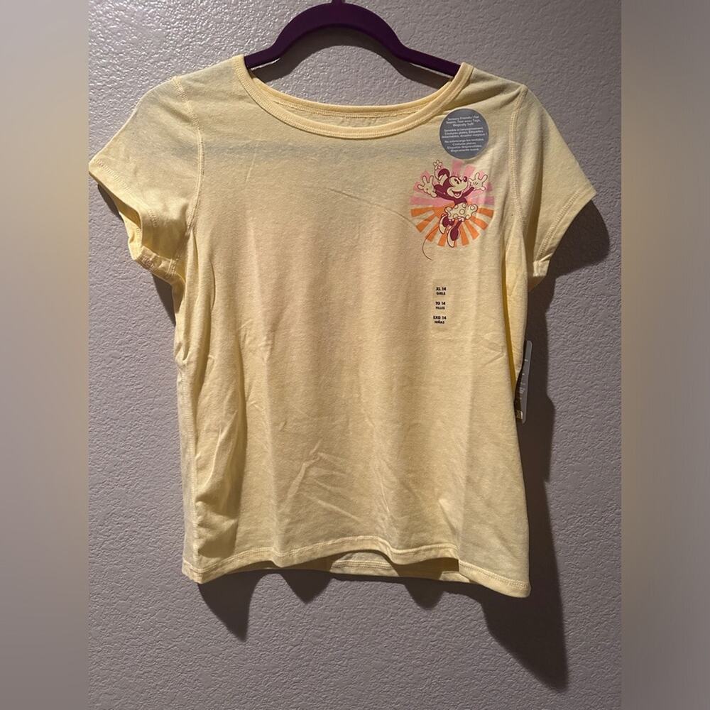 NWT Disney Parks Minnie Mouse Sunshine Yellow Girls Tee sz XL / 14